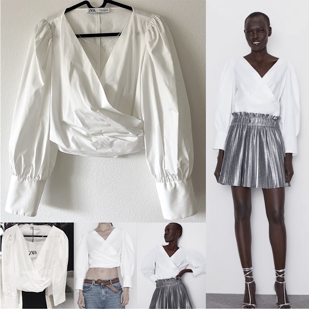 Puff sleeve peasant top size S Zara